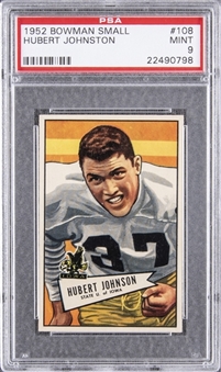 1952 Bowman Small #108 Hubert Johnston Rookie Card – PSA MINT 9 "1 of 2!" 